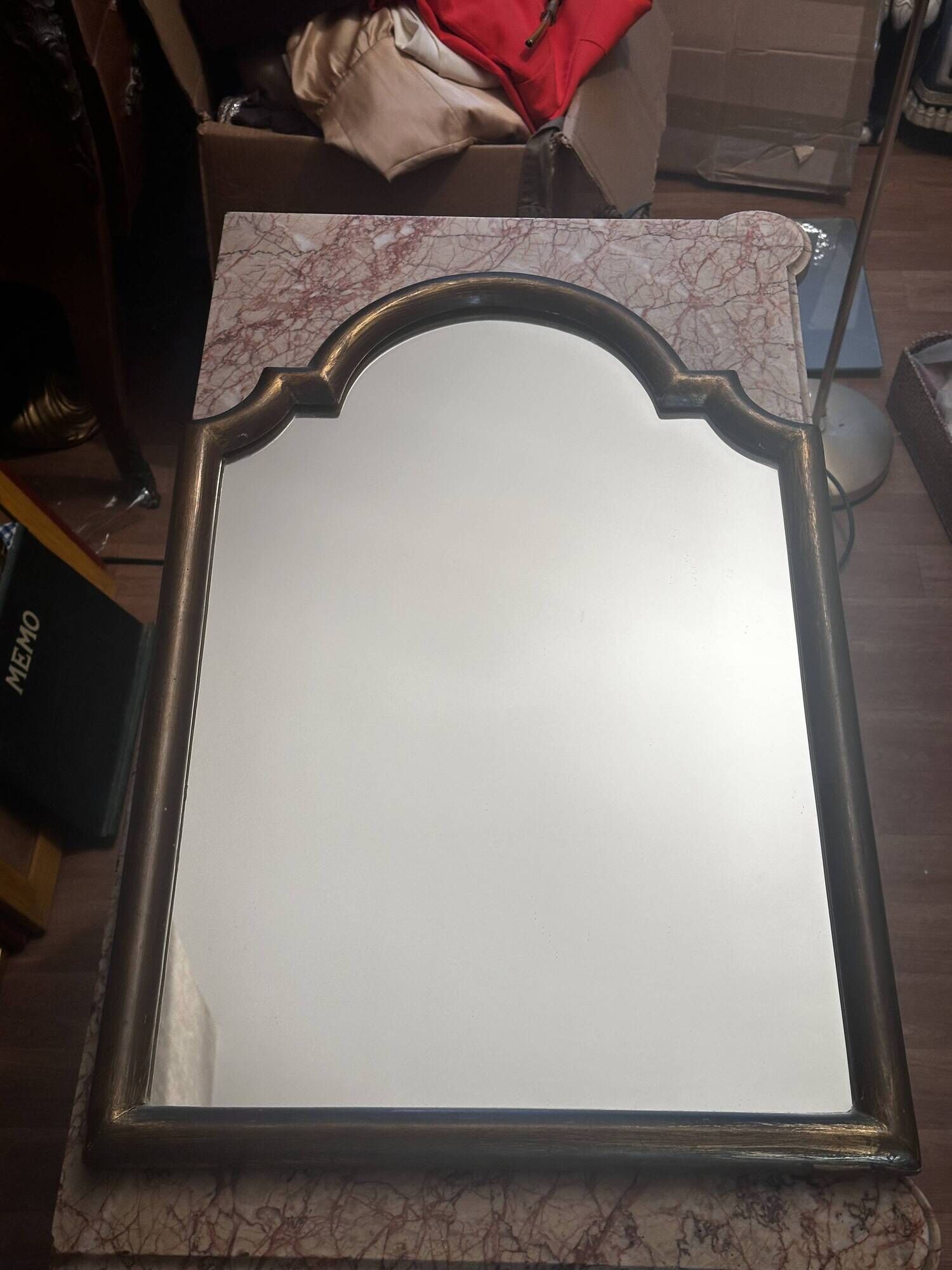 Antique gilded wooden mirror called gendarme hat h 64 / l 43.5 cm