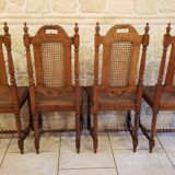 Set of 4 vintage carved cane chairs