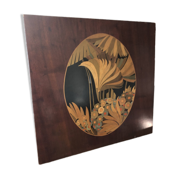 Decorative panel of the mythical Orient Express train marquetry art.