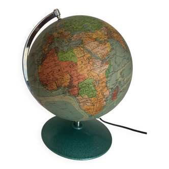 Vintage 1960 terrestrial globe Perrina green lacquered glass - 33 cm