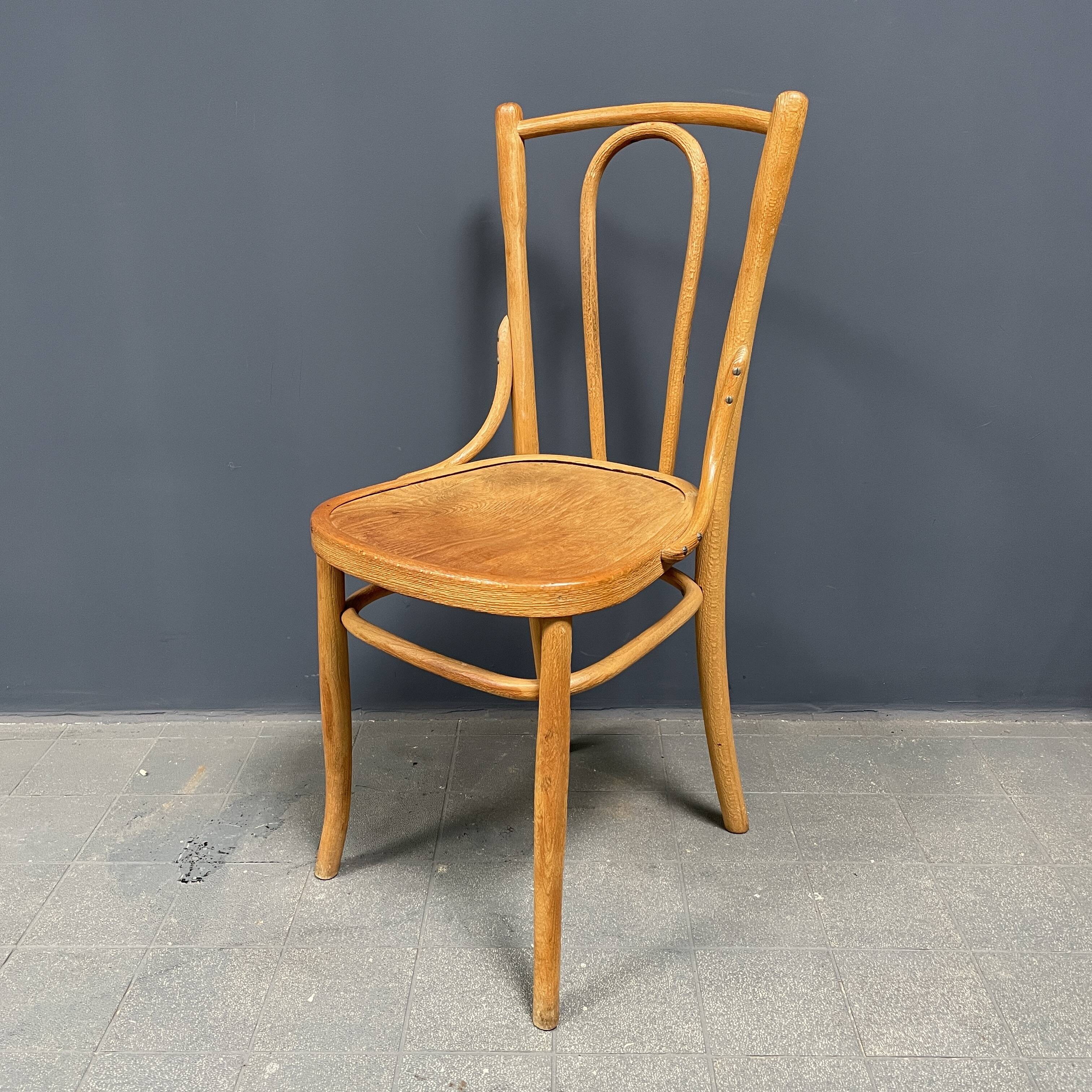 Set of 4 wooden bistro chairs with graceful seats