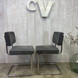 Pair of chrome and velvet chairs
