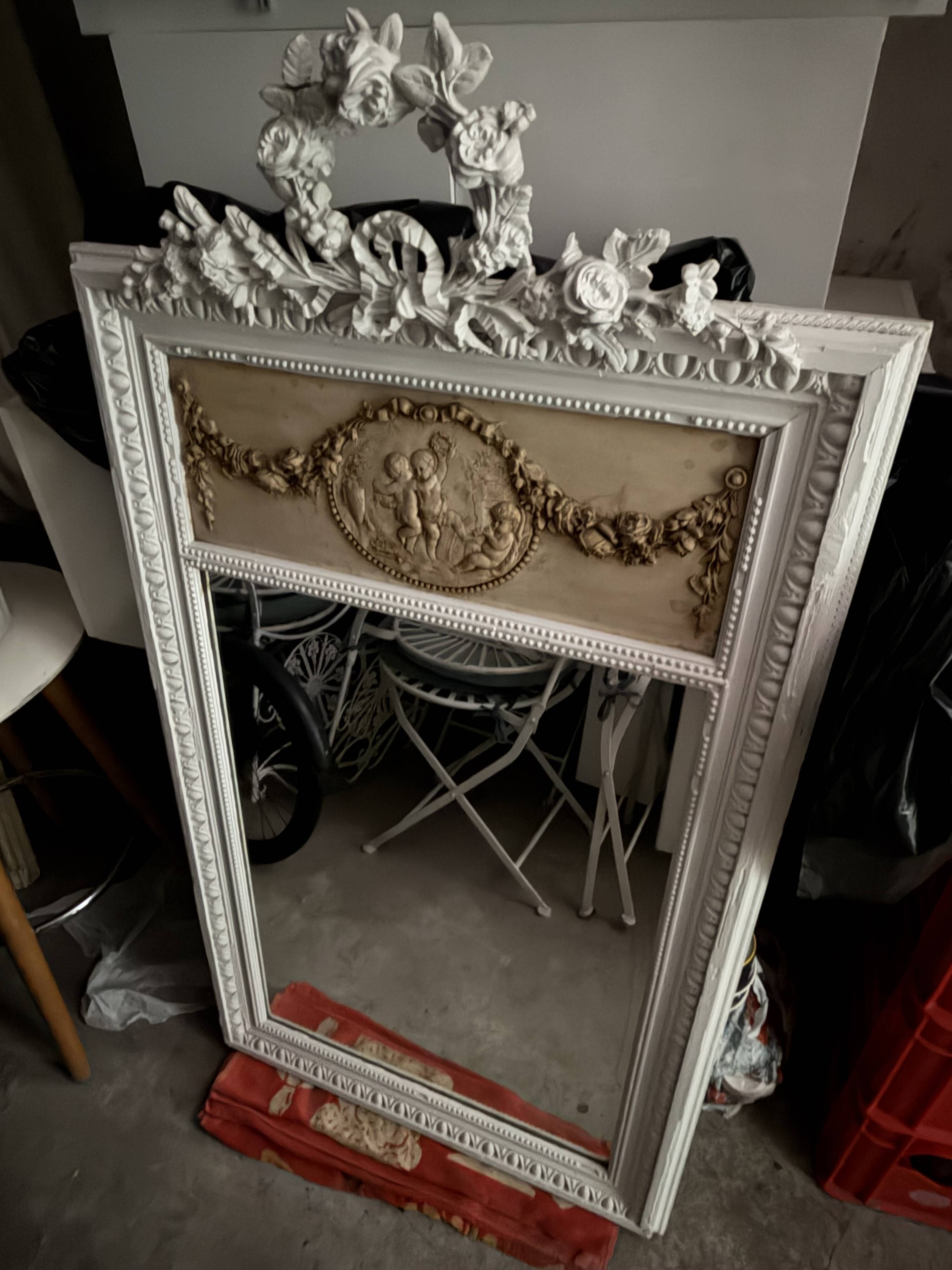 Miroir Trumeau Ancien Style Louis XVI — Format 105 cm