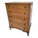 Commode anglaise haute 5 tiroirs marqueterie en ronce