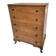Commode anglaise haute 5 tiroirs marqueterie en ronce