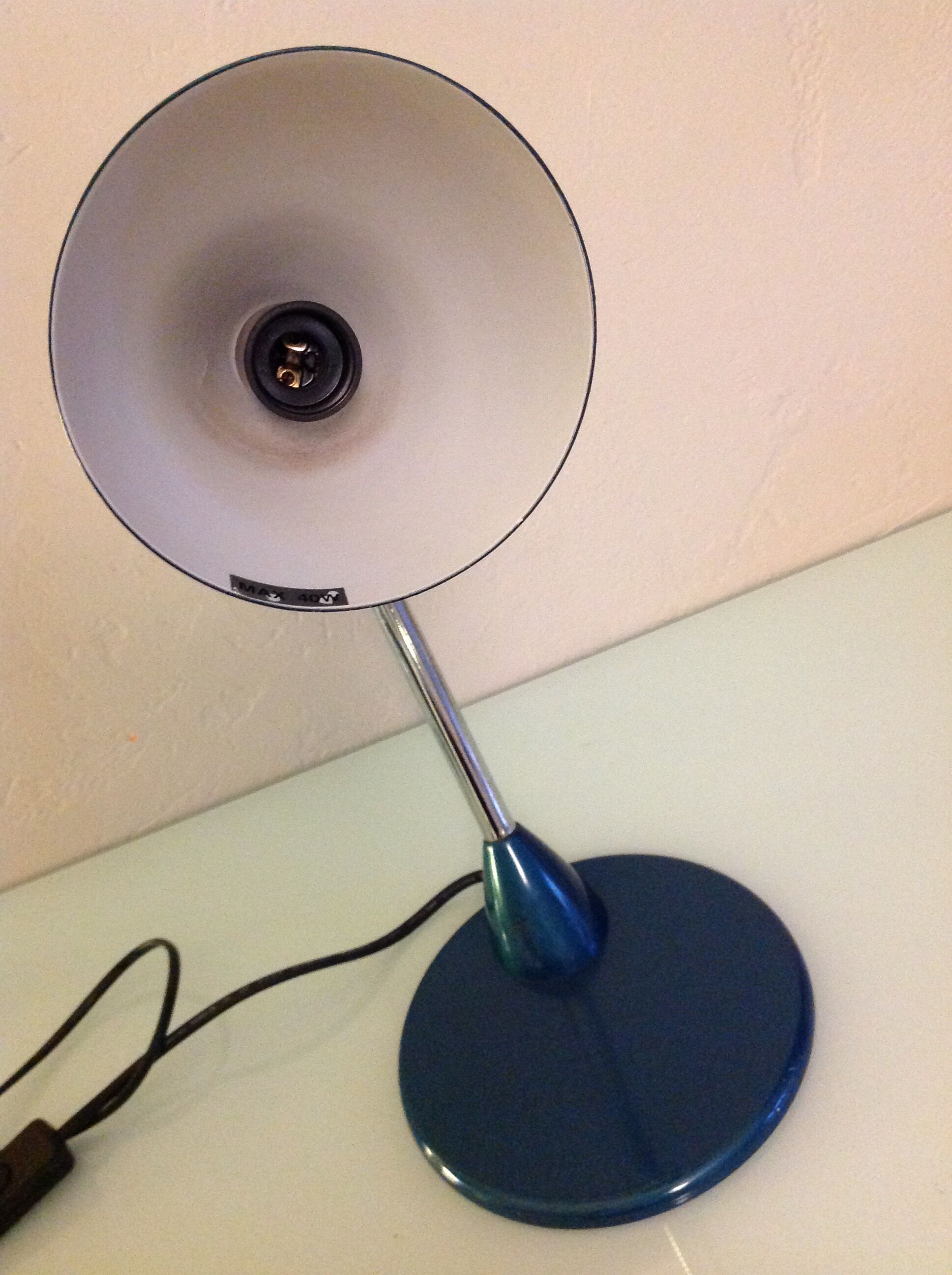 Desk lamp metal blue duck and chrome
