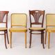 4 chaises de café viennoises en bois et cannage, restaurées, début du XXe siècle