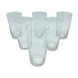 6 glasses to orangeade engraved decoration bunch of grapes.