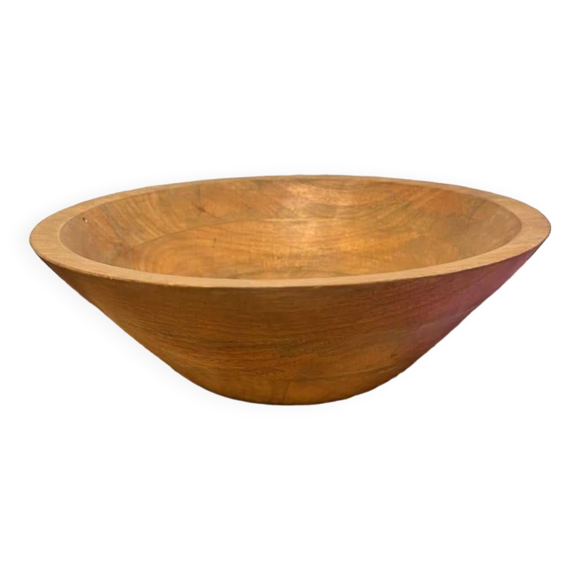 Conical shaped wooden salad bowl