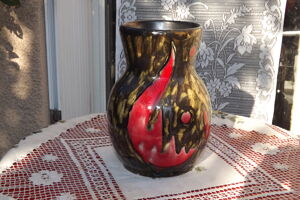 Vase Vintage En Céramique Multicolore Signé G.Maire Années 1960