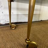 Console / brass and smoked glass tray