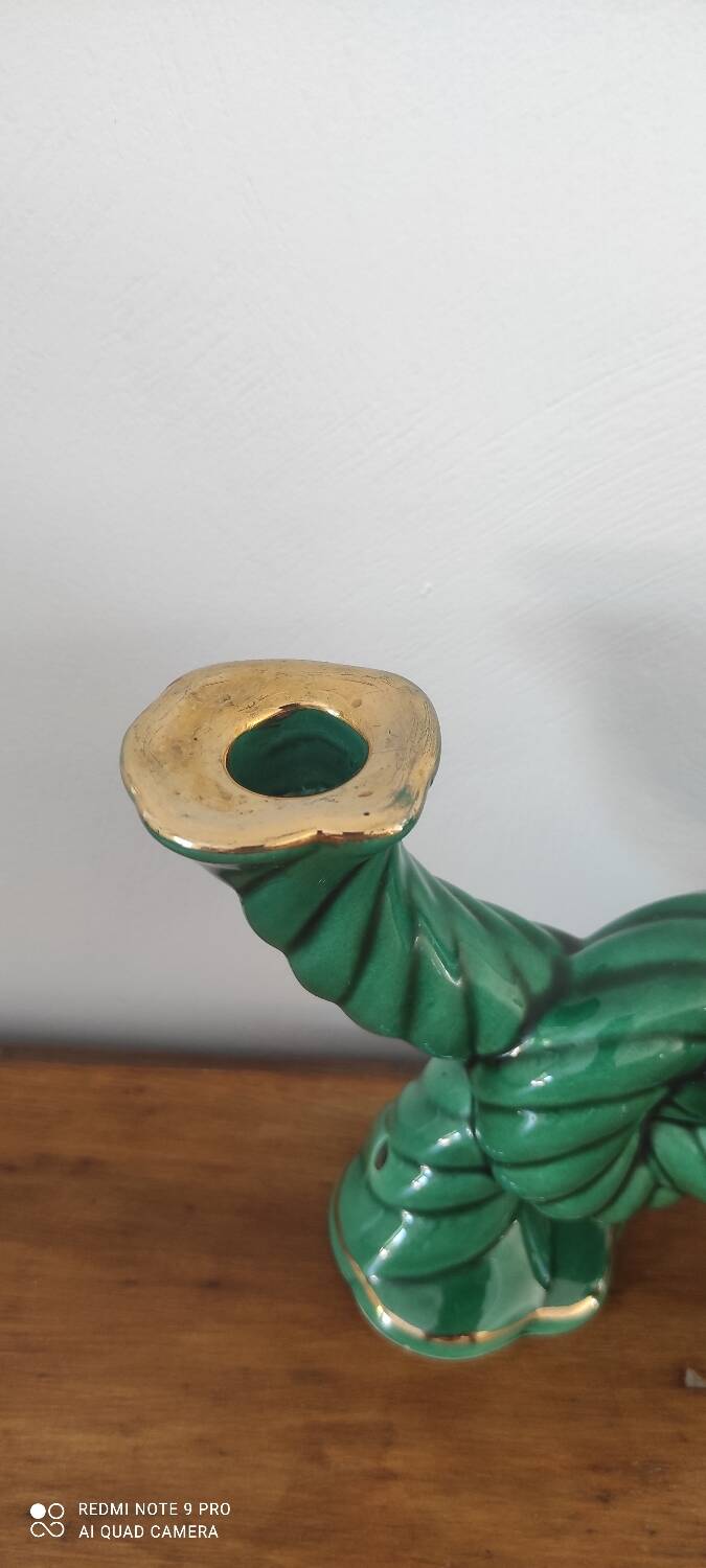 Two art deco ceramic candlesticks