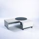 Table basse réglable en marbre noir et blanc italien, années 1980