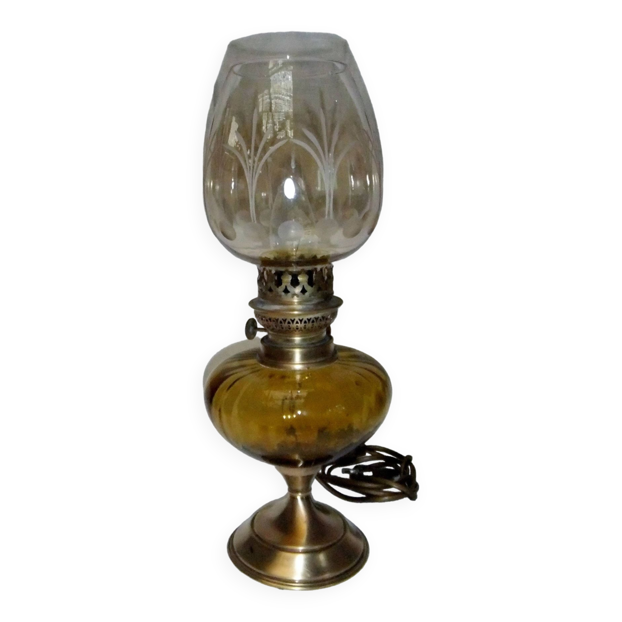 old table or bedside lamp electrified kerosene lamp