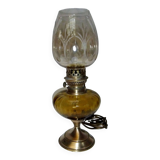 ancienne lampe  de table ou chevet lampe à pétrole électrifiée
