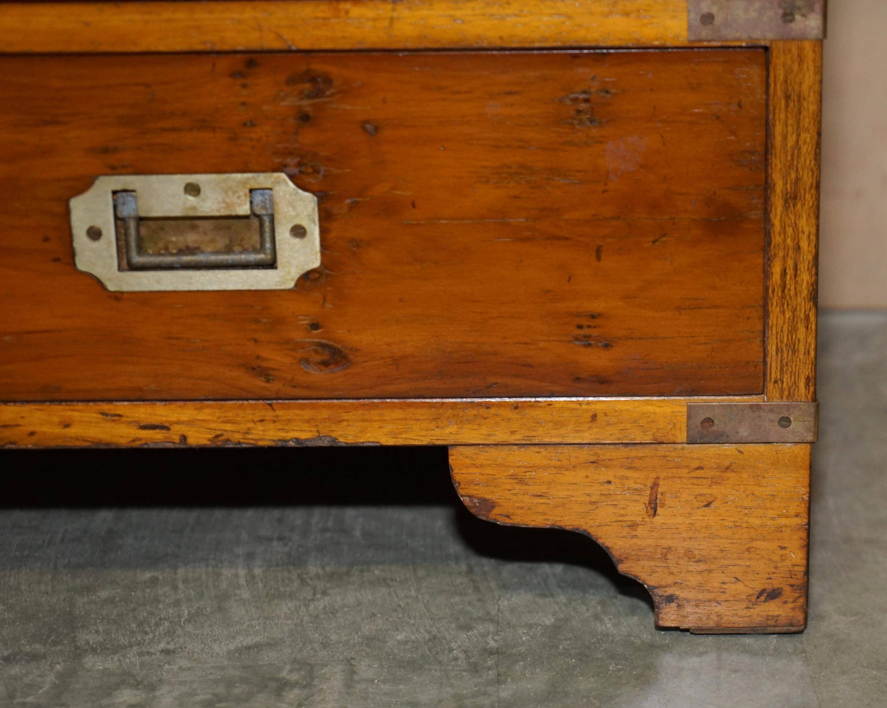 Vintage military campaign chest of drawers in burr yew wood.