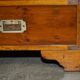 Vintage military campaign chest of drawers in burr yew wood.