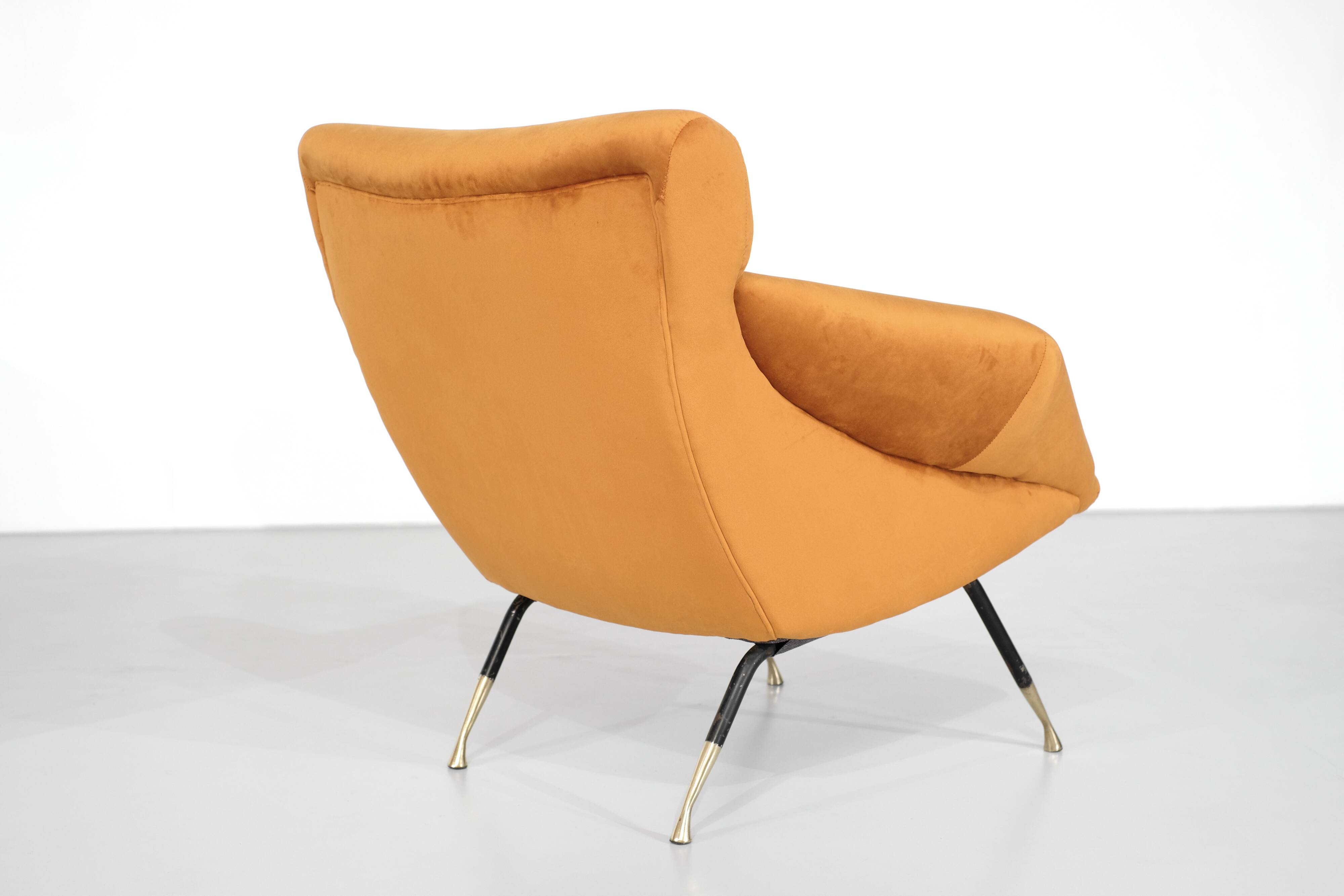 Pair of fabric armchairs, Italy, 1960s.