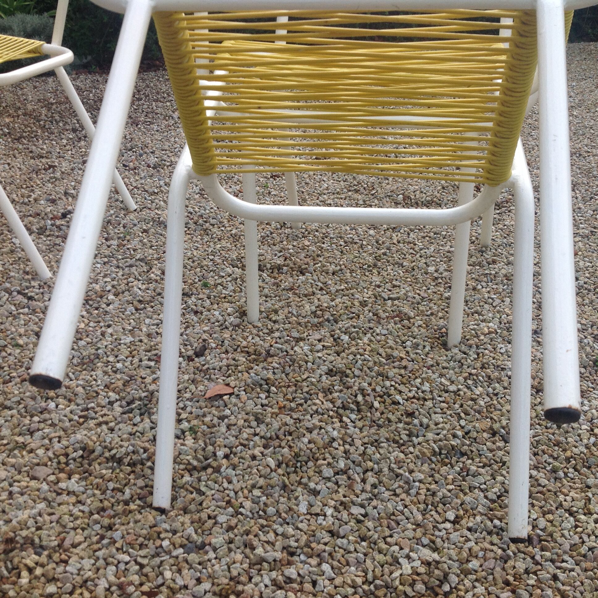 Set of 4 garden armchairs in metal and scoubidou wire