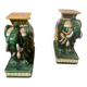 Lot of 2 vintage glazed ceramic elephants