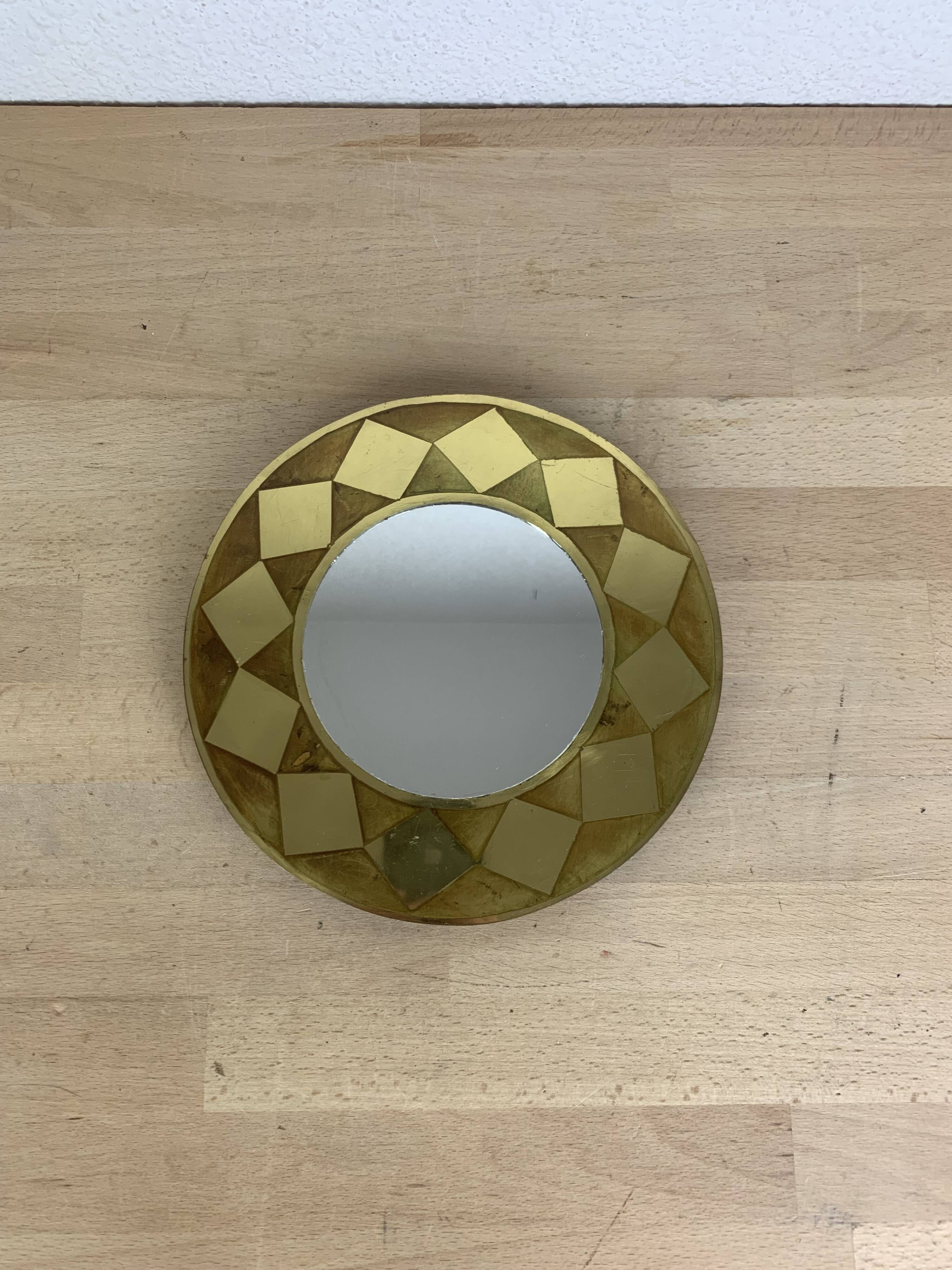 Miroir rond laiton doré vintage
