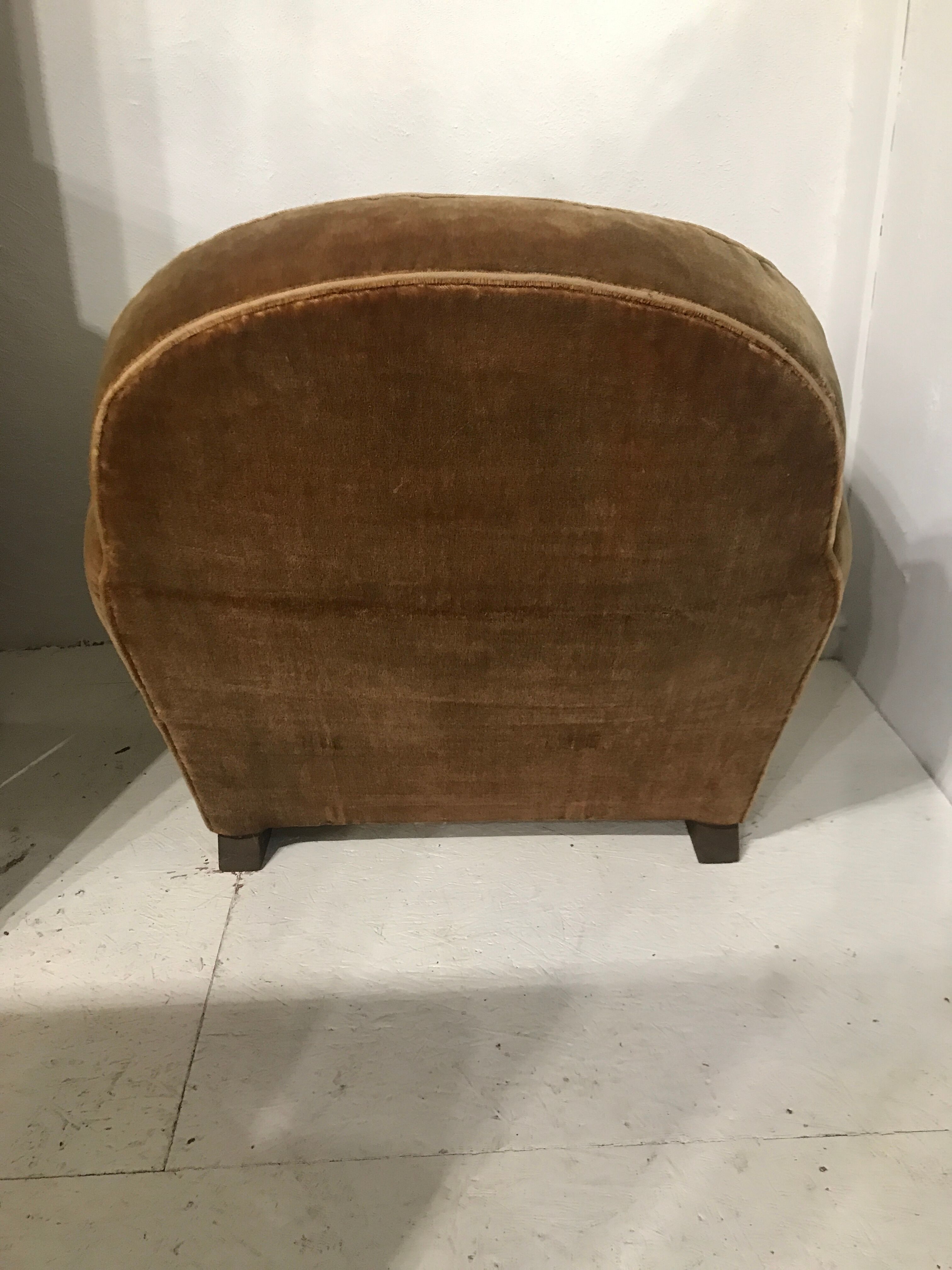 Fauteuil club velours mordoré