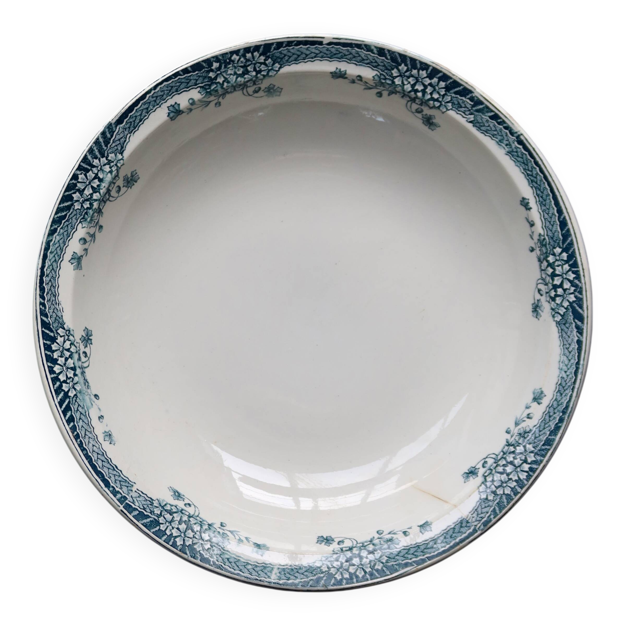 Plat de service rond et creux vintage faïence Saint Amand Nouvelle Usine Cé