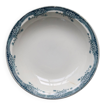 Vintage round, shallow serving dish, Saint Amand earthenware, Nouvelle Usine Cé