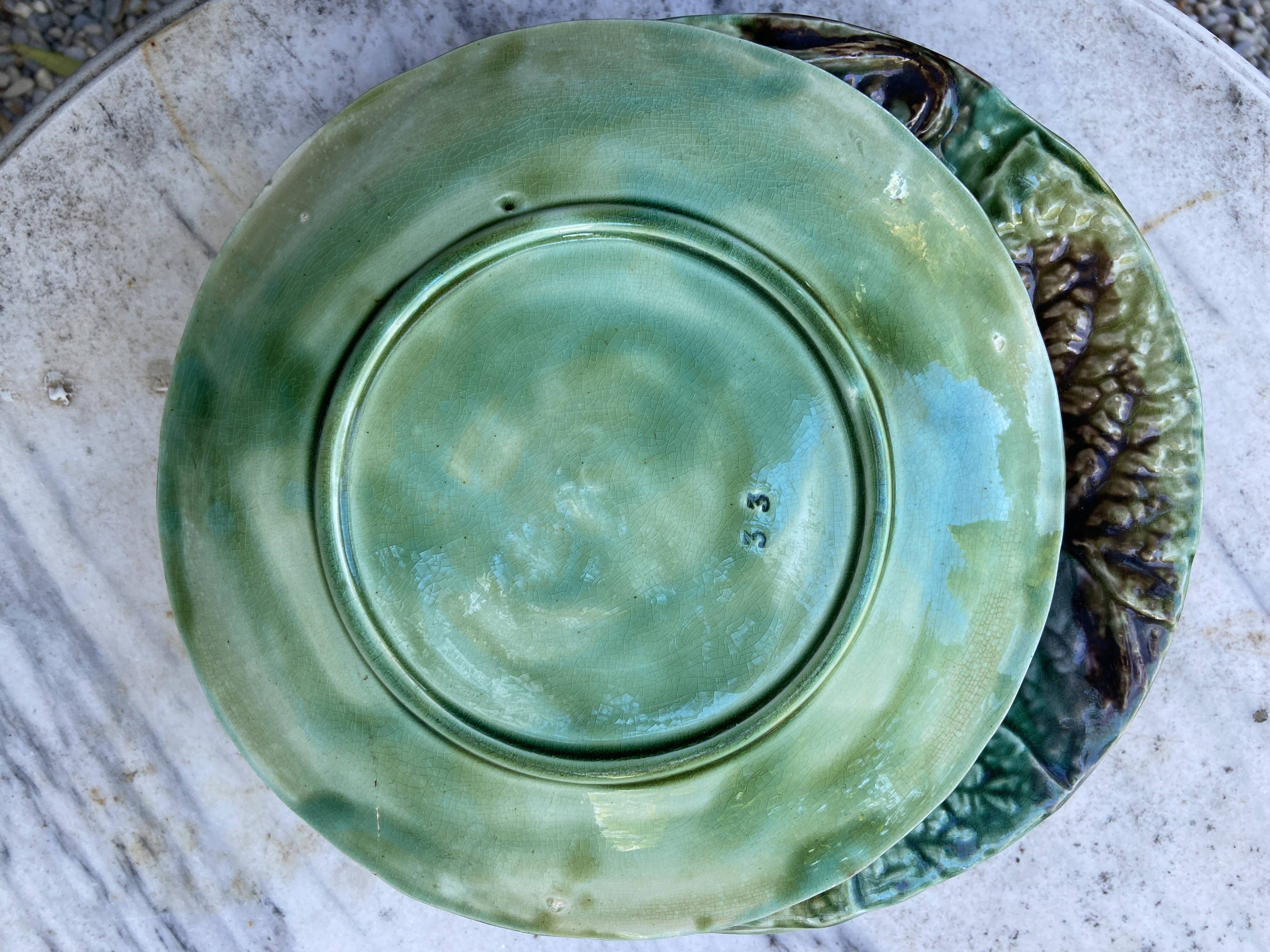 Set 8 slush plates with leaf decoration