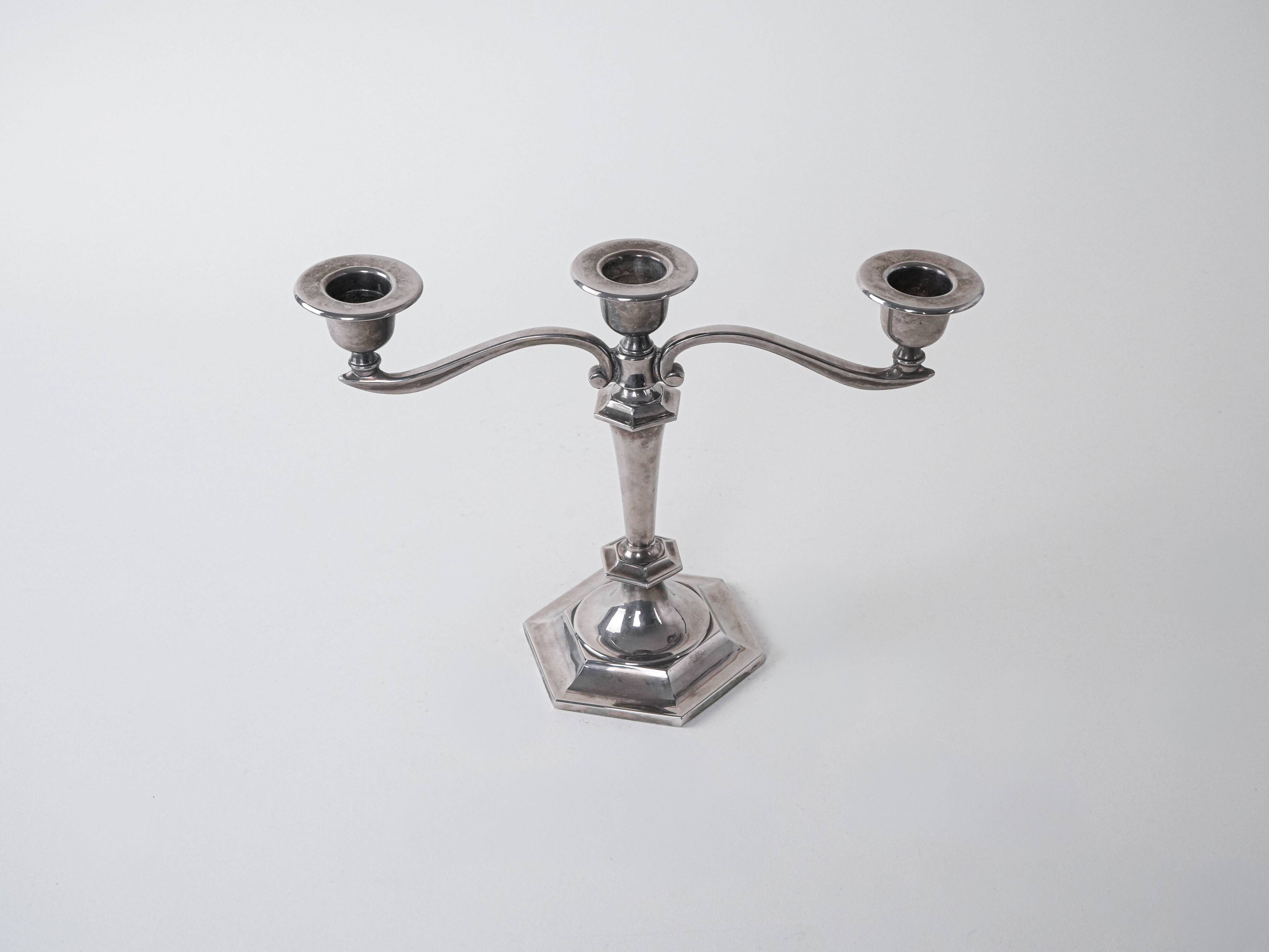 Metal candlestick, Italian design, 1960s, made in Italy
