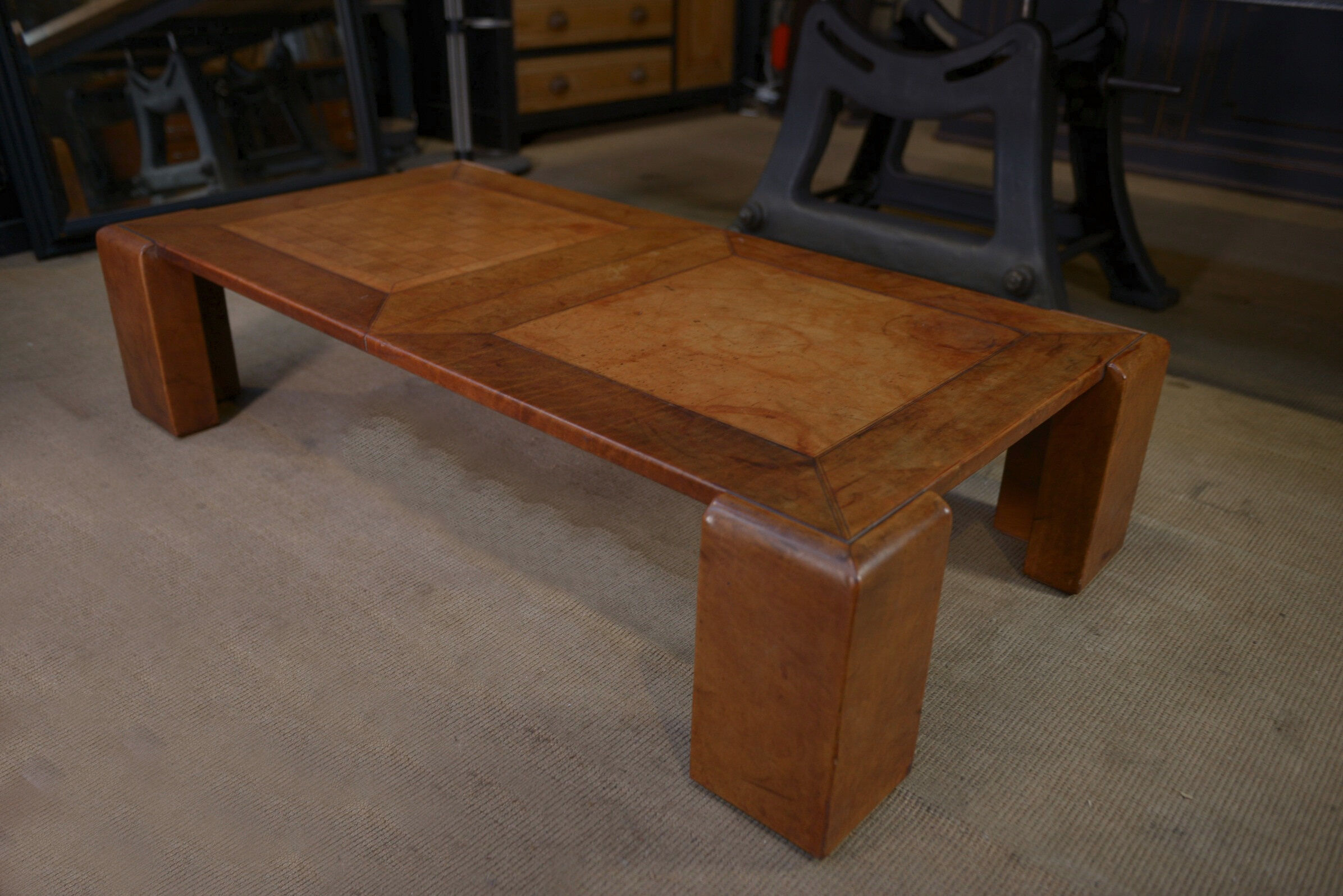 Leather coffee table 1970 " checkers "