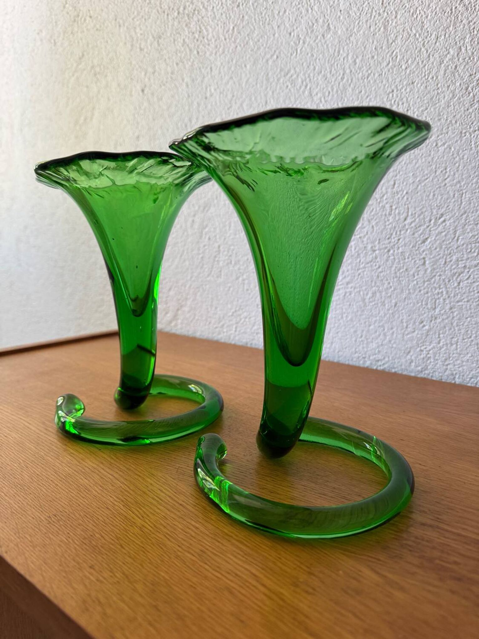 Blown glass cone vases from the 60s