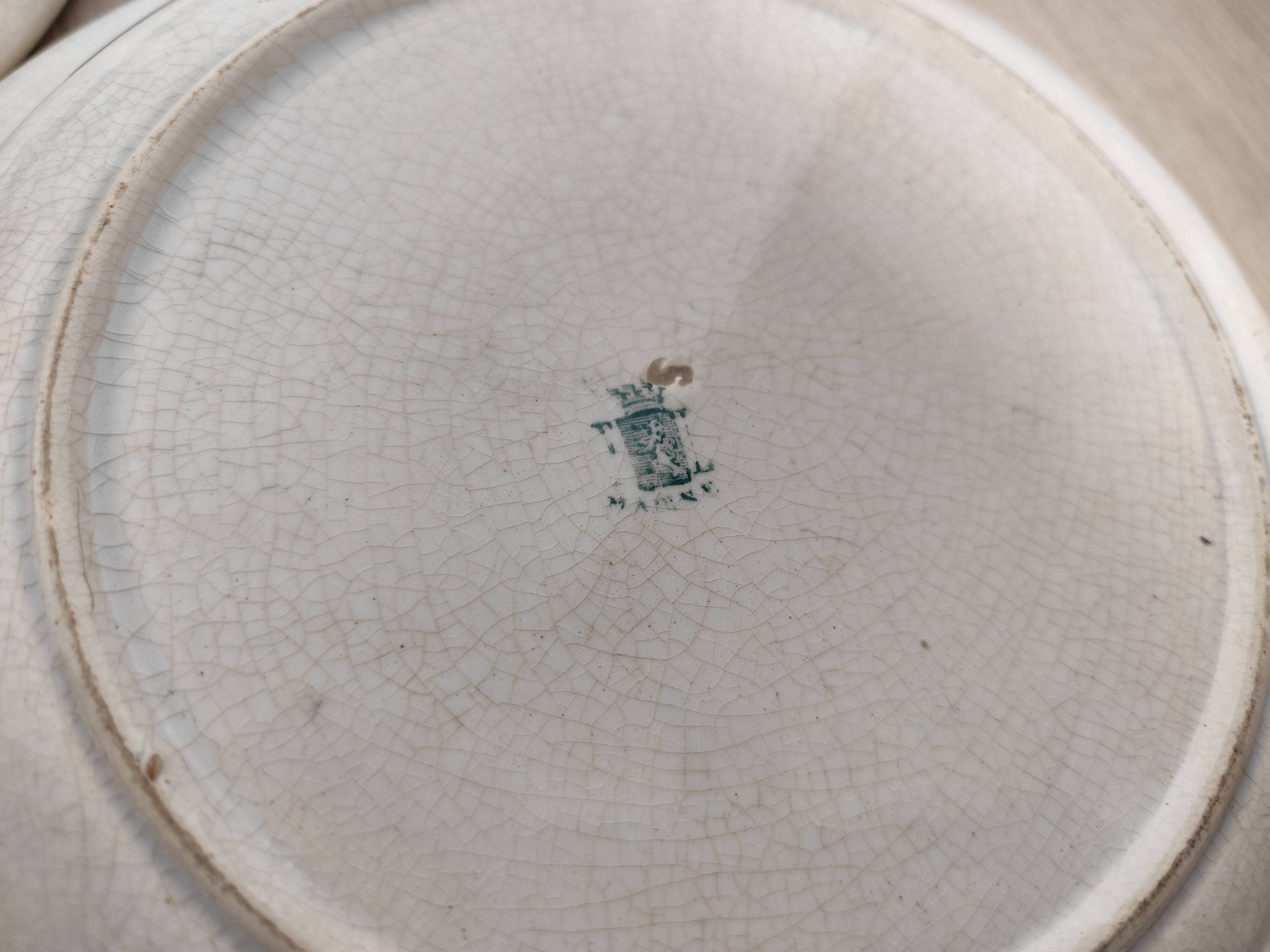 Trio of dishes: Salad bowl, Vegetable dish & Deep plate Faïence de Lyon Model