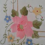 Hand embroidered pink flowers