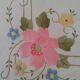 Nappe fleurs roses brodée main