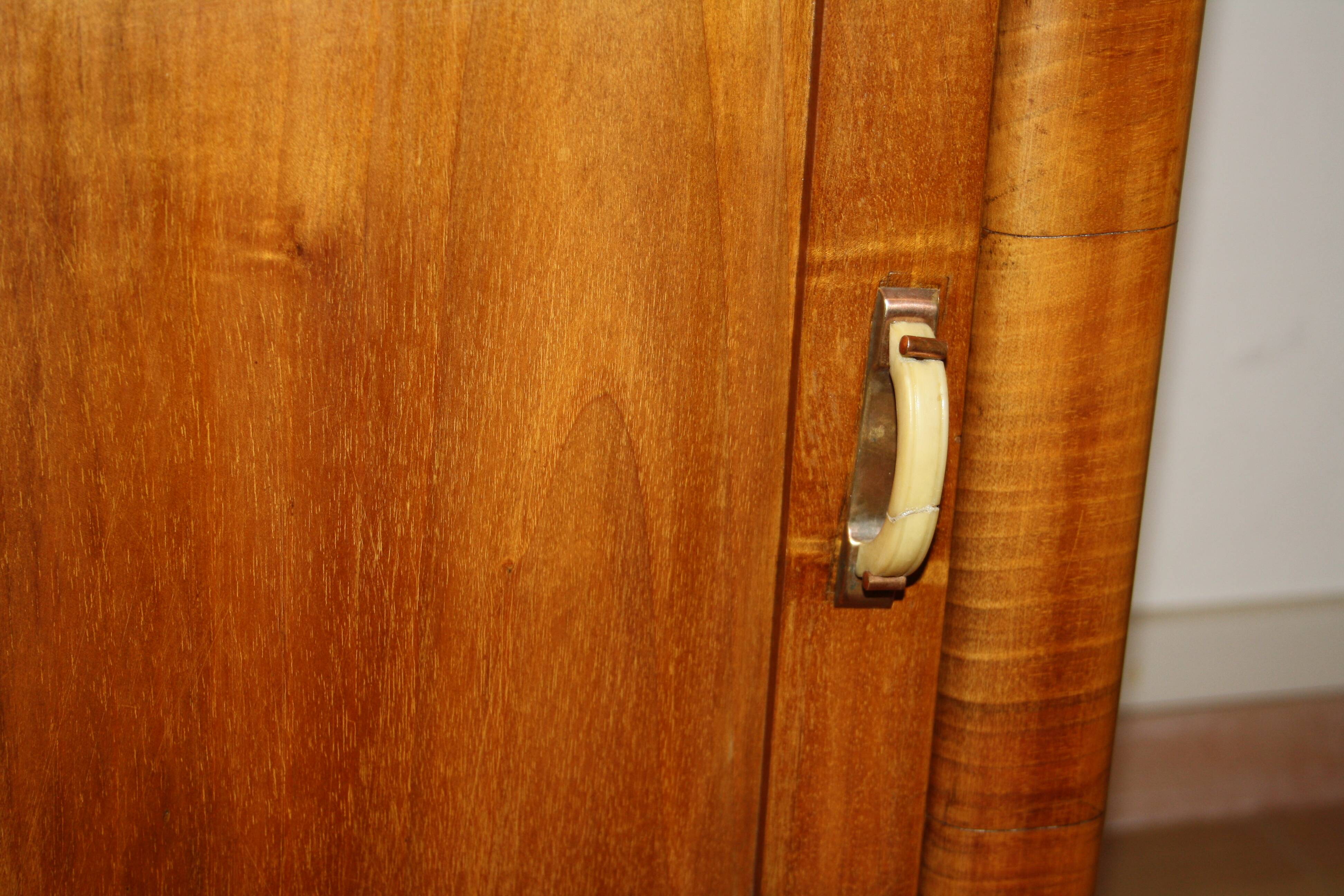 Art Deco Walnut TV Stand, 1950s, Mid-Century Modern Style