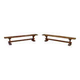 Pair of oak monastic community benches, France, early 20th century
