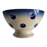 Antique Lunéville earthenware bowl KG with blue polka dots