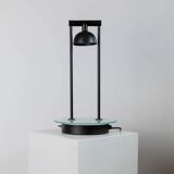 Black Metal Table Lamp with Clear Glass Base - Postmodern Memphis Italian Design, 1980s