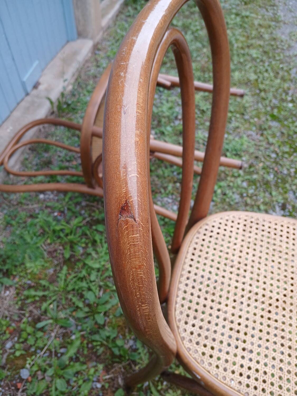 3 antique bistro chairs with canework