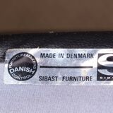 Series of 6 Danish chairs in Teak and Skai new, model 418 by Arne Vodder for Sibast 1960.
