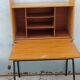 Vintage light oak secretary desk with metal base