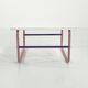 Table basse tubulaire rose et mauve, 1980