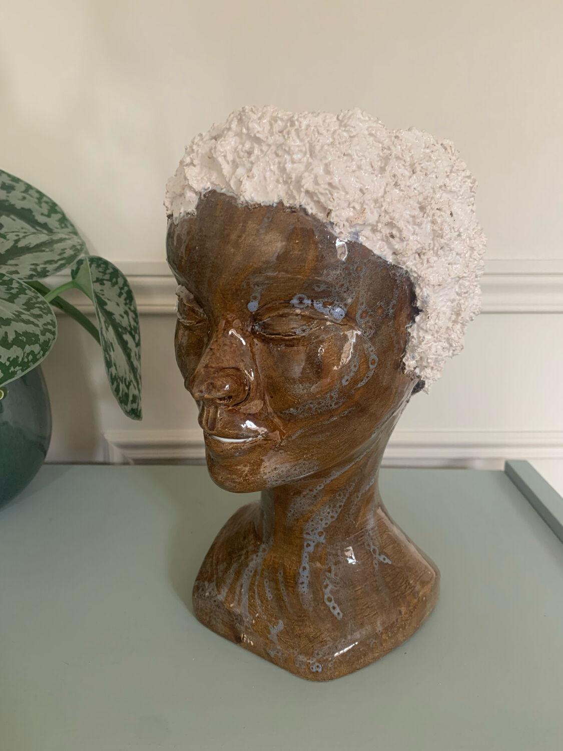 Ceramic face vase