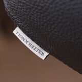 Danish armchair in black leather and chromed steel, model fk 6725 or “tulip chair” by preben fabricius