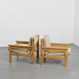 Pair of Scandinavian pine armchairs, circa 1970