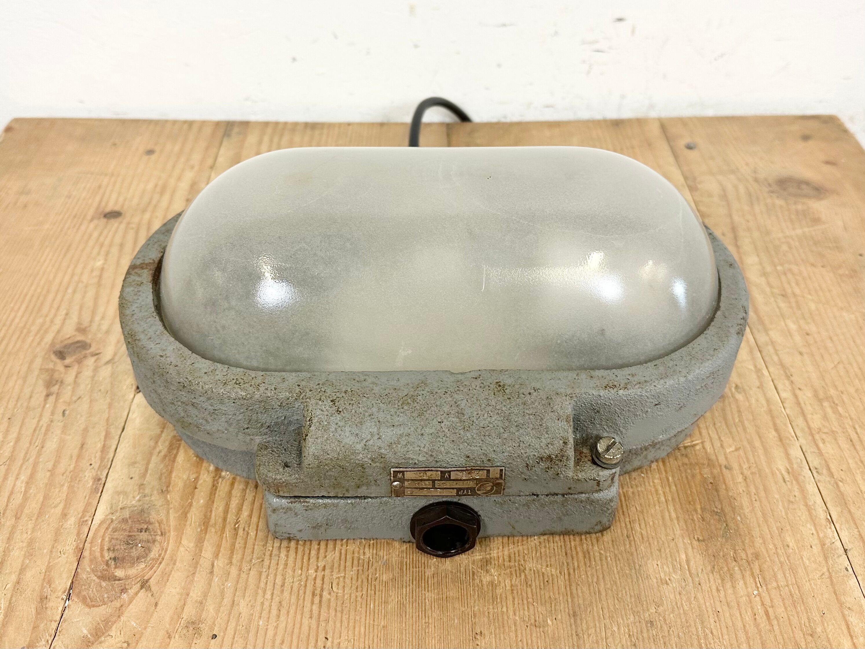 Grey Industrial Cast Iron Wall Light from Elektrosvit, 1960s