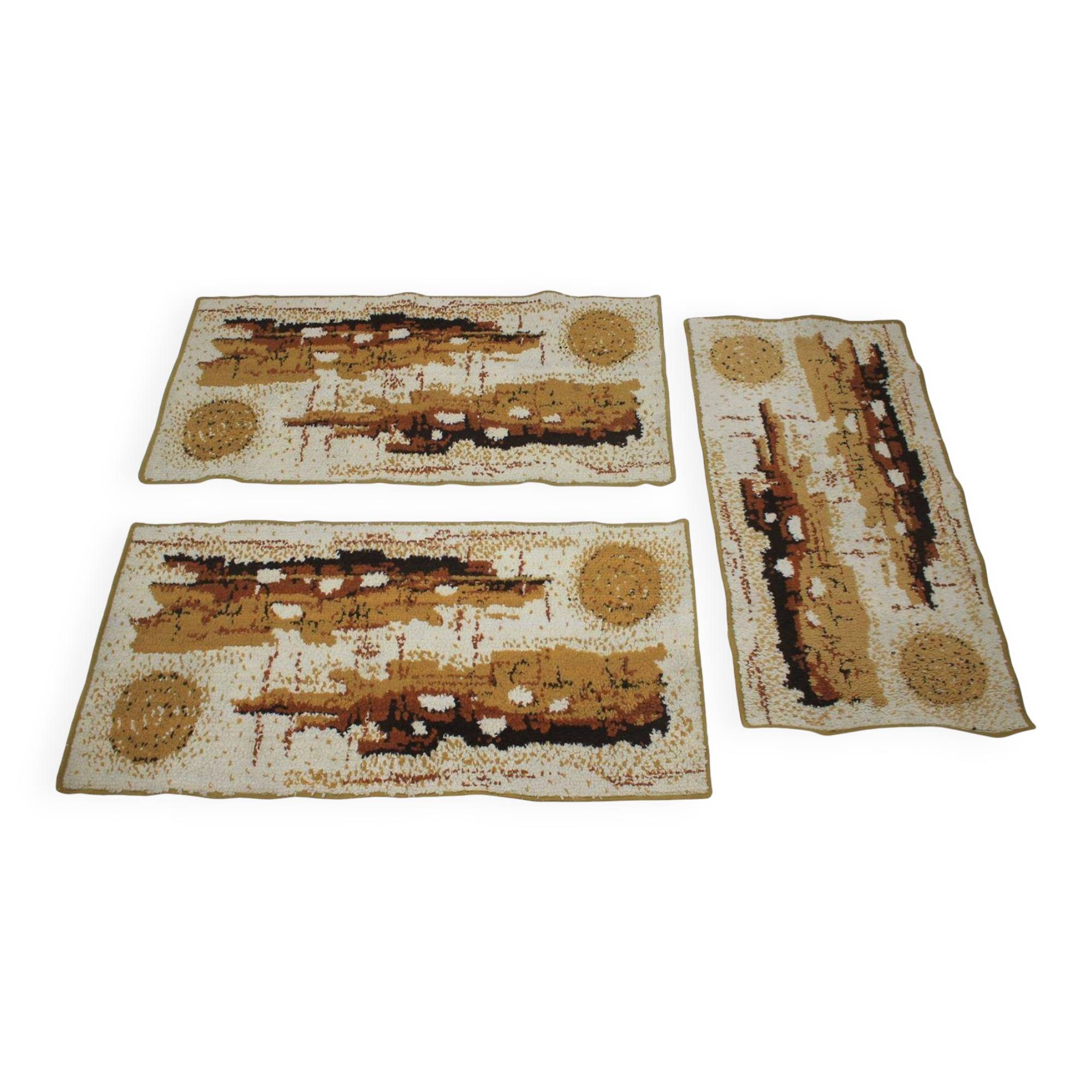 Set of three retro design red carpets, 1980s