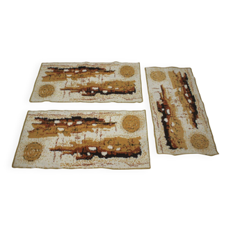 Set of three retro design red carpets, 1980s