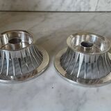 Pair of Keltum Pleet silver metal candlesticks
